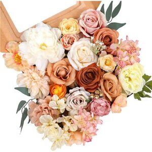 Artificial Flowers Combo Silk Mix Peony Rose Hydrangea Fake Flowers w/Stem